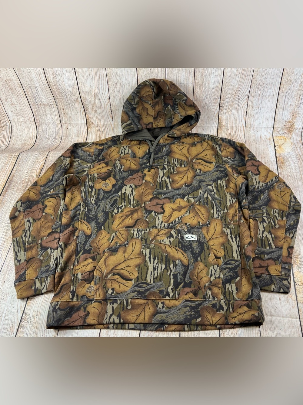 Drake Waterfowl Mossy Oak Fall Foliage The Three End Camo Hoodie Sweatshirt 2XL